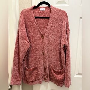 Pink Lily Dusty Rose Cardigan with Buttons